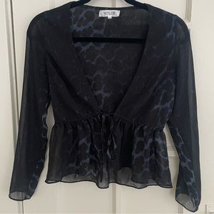 Cheetah Front Tie Blouse